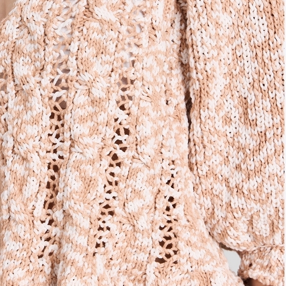 NWT FREE PEOPLE Yesterday Puff Sleeve Toggle Closure Cardigan- Large, Toast - Picture 2 of 9